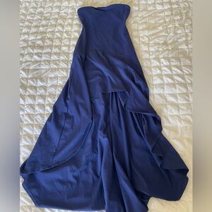 Susana Monaco Blue Strapless Hi Lo Knit Gown